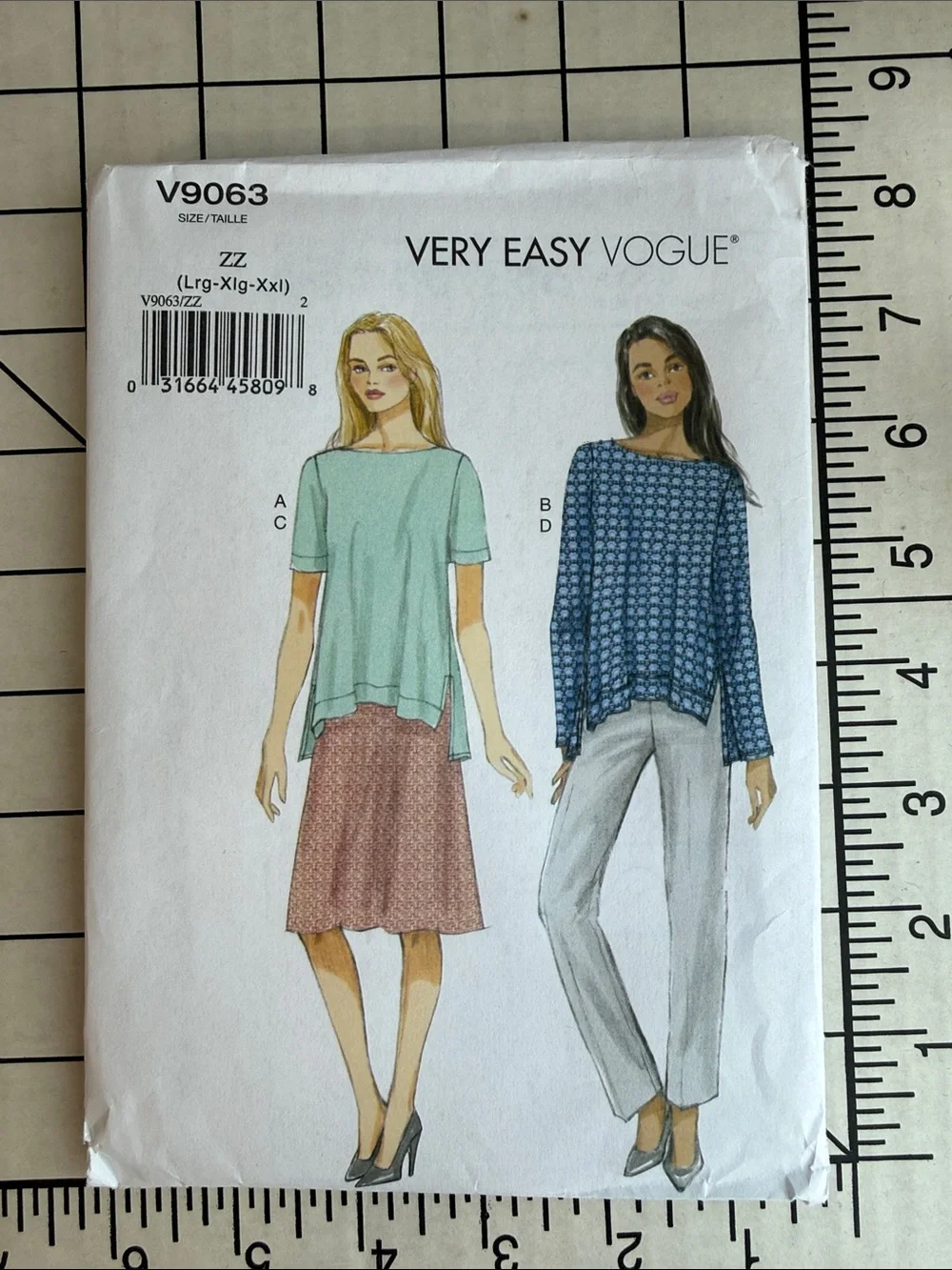 Vogue V9063 Very Easy Top Skirt Pants Pattern ZZ L XL XXL Uncut Factory Folded